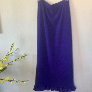 Crepe De Chine Maxi Skirt Satin Ruffle Hem M/L